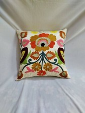 Off White Suzani Cotton Cushion Cover, Decorative Cushion Cover, Handmade cover