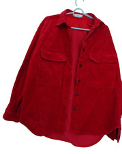 giacca grande rossa velluto a coste CHIUSA 2 tasche petto orlo curvo pit to pit 24 pollici