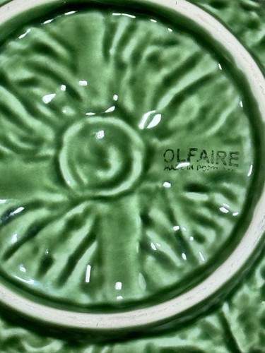 RARE Olfaire Green Cabbage Large Serving Salad Bowl Pottery Majolica 10” - Picture 3 of 9