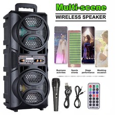 3000W Portable Party Bluetooth speaker Dual 6.5" Loud Speaker Rechargeable FM