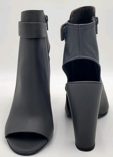 VINCE Brigham Women 8.5 M Graphite Black Leather Open Toe Ankle Boots New - Picture 6 of 24