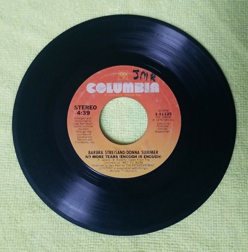 Barbara Streisand/Donna Summer No More Tears / Wet Vintage 45 RPM Columbia  - Foto 1 di 2