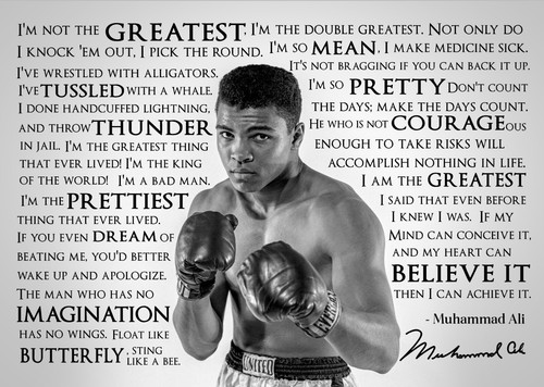Muhammad Ali Zitate signiert Vordruck A4 Autogramm Montage Boxen FOTO Geschenk - Bild 1 von 5
