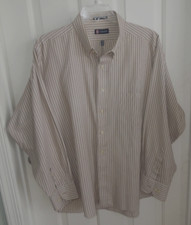 TAN BROWN STRIPE RALPH LAUREN CHAPS COTTON BLEND DRESS SHIRT 17/17 1/2 34/35 XL