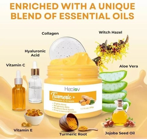 Turmeric Face Cream for Face & Body, All Natural Turmeric Skin Brightening,1.7oz - Picture 5 of 5