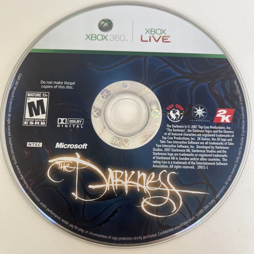 The Darkness (Microsoft Xbox 360, 2007) Disc Only. Tested. Ships Fast!