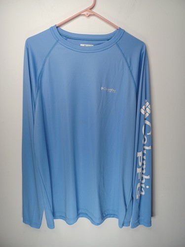 Columbia PFG Herren Größe L blau Langarm Performance Shirt