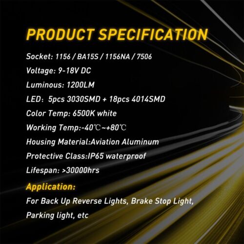 AUXITO 1156 7506 BA15S 6500k Car LED Reverse Back Up Light Bulbs Bright 2/4/6x - Bild 9 von 26