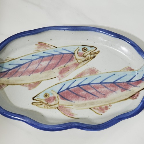 Allen & Williams Pottery Ceramic Rainbow Trout Fish Serving Platter - Picture 4 of 16