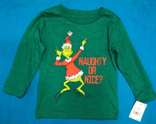 New Dr Seuss Grinch Naughty or Nice Green Christmas Shirt 12 mo 18 mo 2T - Picture 3 of 8