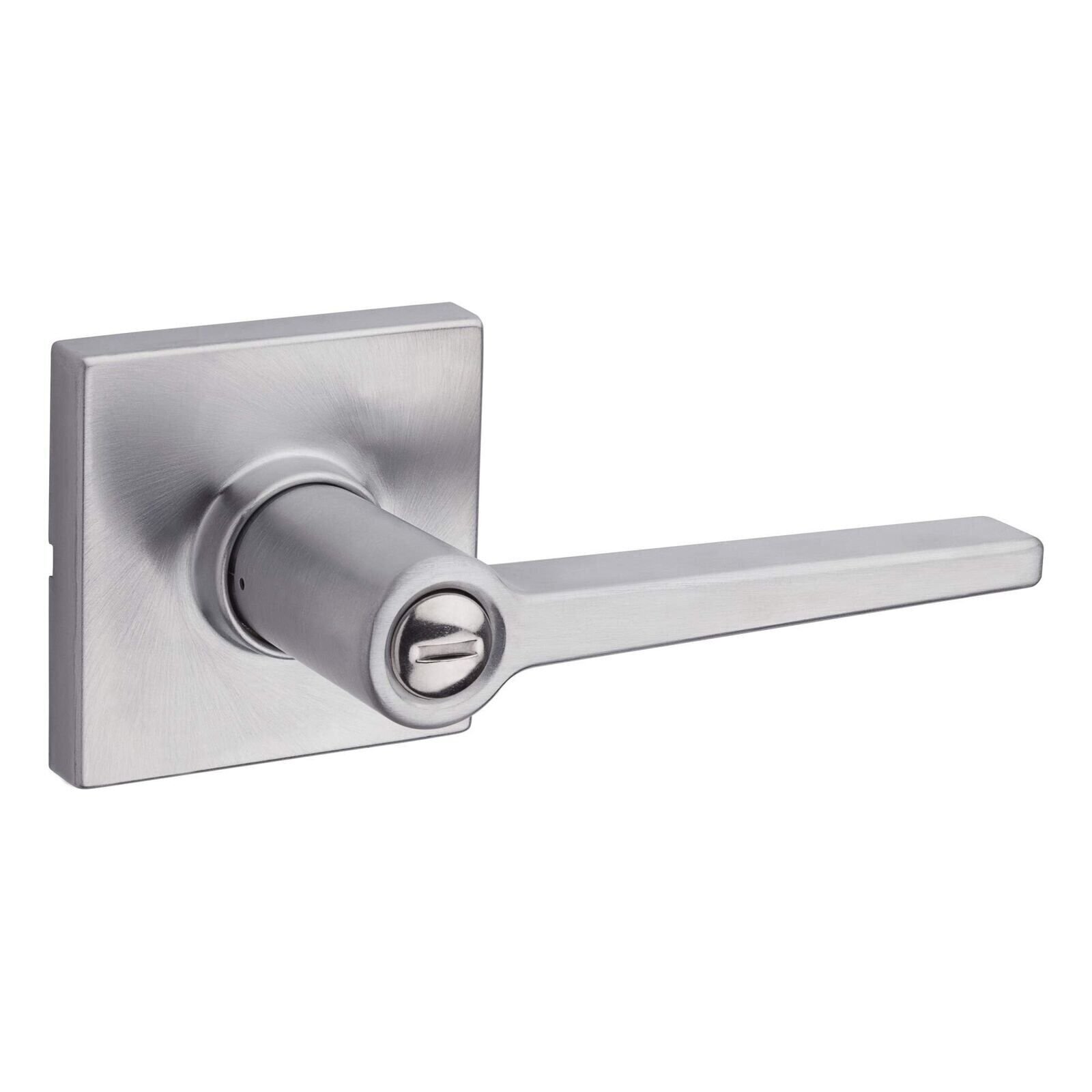 Kwikset Safe Lock Daylon Lever Square Rose Privacy Lock Satin Chrome