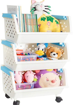 Kids' Toys Chest Large Baskets Storage Bins Organizer with Wheels Can Move Ev...