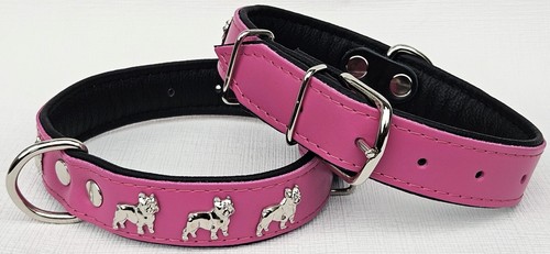 Bully Französische Bulldogge Frenchie HALSBAND - Halsumgang 38-50cm, LEDER+ Rosa - Bild 5 von 19