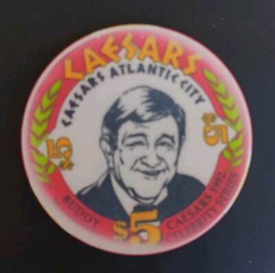 Caesars Atlantic City NJ $5 Buddy Hackett Celebrity Series Chip 1992  Great Find