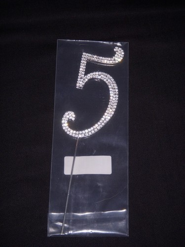 Bling Rhinestone Number 5 Cake Topper Birthday Wedding Anniversary Table Number - Picture 2 of 2
