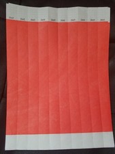 100 3/4" NEON RED TYVEK WRISTBANDS, RED PAPER WRISTBANDS,WRISTBANDS FOR EVENTS