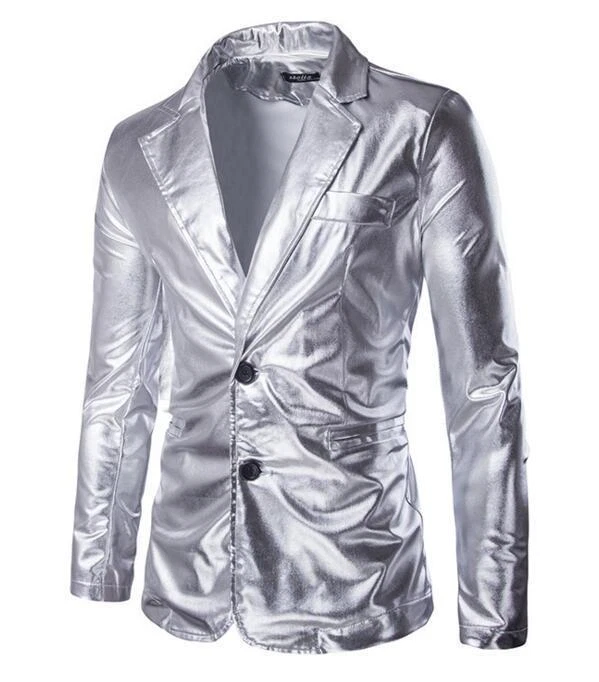 Mens Shiny Suits Blazer Bar Coat Jacket &Pant Dress Formal Slim Party Club Suit - Image 3 of 4
