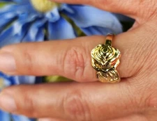 HIC Rose Spoon Ring - Gold Plated Stainless Steel Ring Size 8.5