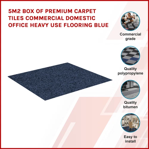 5m2 Boxof Premium Carpet Tiles Commercial Domestic Office HeavyUse Flooring Blue - Picture 5 of 11