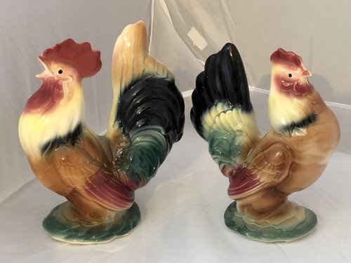 Juego de gallo y gallina Royal Copley multicolor vintage en muy buena condición - Imagen 2 de 12