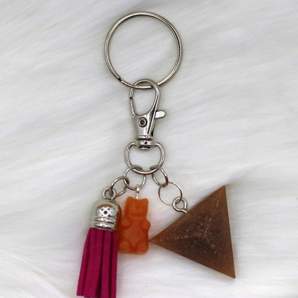 Bronze Pyramid & Orange Bear Buddy Keychain