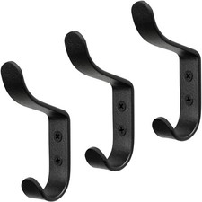 Black Handmade Wrought Iron Wall Mounted Hooks Set of 3