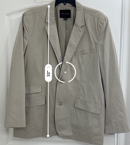 Structure Men’s Spring Blazer Suit Jacket Size XXL Beige Sport Suit Striped $120 - Picture 14 of 24