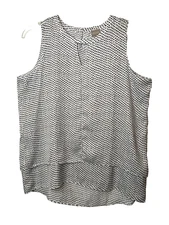 Chico’s Size 2 Large Sleeveless White Black Multi Layered High Low Top Shirt