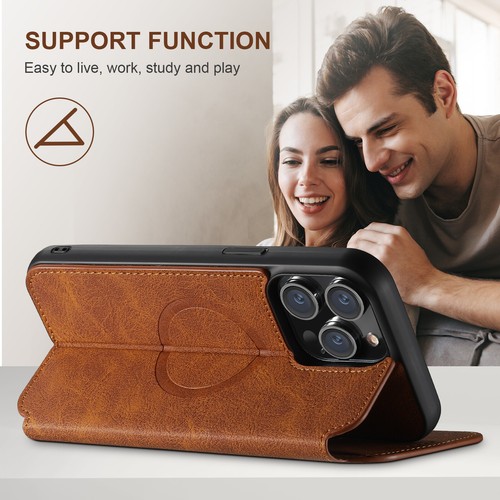 For iPhone 15 16 Pro Max 14 13 12 Magnetic Leather Wallet Card Holder Phone Case - Picture 7 of 39