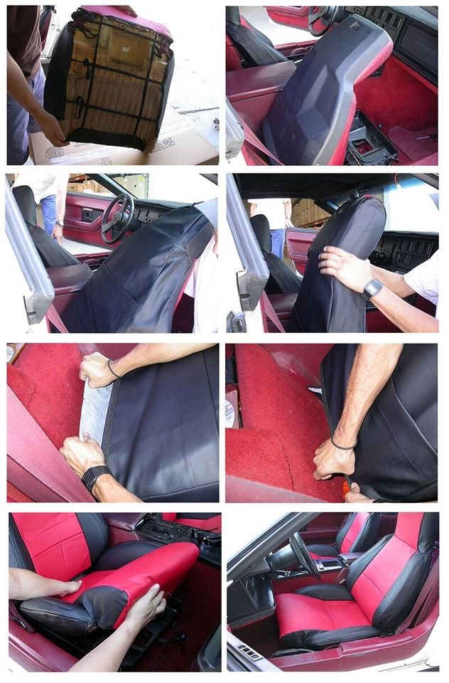 PAR DE FUNDAS DE ASIENTO PERSONALIZADAS TIPO CUERO NEGRO CHEVY CORVETTE C4 ESTÁNDAR 1994-1996 Foto 4 de 4