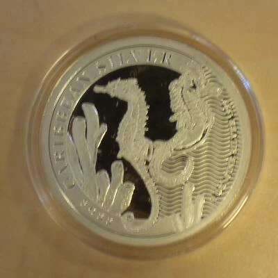 Barbados 1$ Seahorse 2022 1 oz silver 99.9% silver coin with a capsule (argent) - Photo 1/2