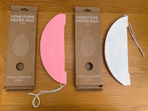 Gisela Graham Easter Honeycomb Paper Egg Decorations 23 cm Pink White x 2 BNIB - Picture 2 of 10