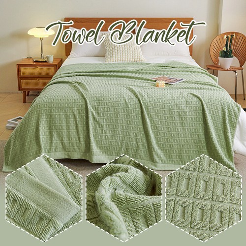 Cotton Towel Blanket Summer Bed Coverlet Sheet Cover Air Conditioned Quilt. - Picture 3 of 21