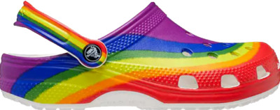 Crocs Classic Rainbow Stripe Clogs Men's 11 