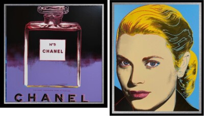 ANDY WARHOL, 2-Piece Pkg-''Chanel & Grace Kelly-Superb Quality SILKSCREENS-Top 10