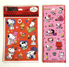 NOS Lot of 2 Hallmark Stickers Peanuts Snoopy Valentine's Day - 6 full sheets