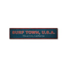 Surf Town, Surfing, Custom Beach - Rustic Distressed Wood Sign