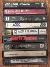 Lot of 12 rock cassettes AC/DC Joe Walsh Fleetwood Mac Bob Marley Nakamichi TEAC