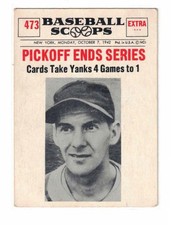 1961 Nu-Card Scoops #473, Pickoff Ends Series, VG VGEX