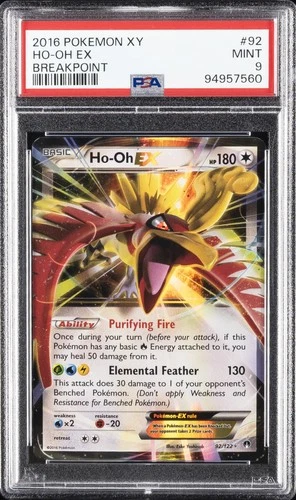 2016 POKEMON XY BREAKPOINT #92 HO-OH EX PSA 9