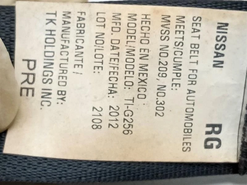 Used Front Right Seat Belt Front fits: 2012 Nissan Maxima bucket passenger retra Foto 4 de 4