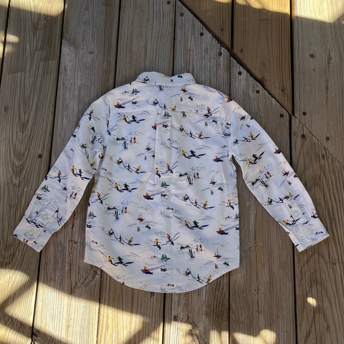 Janie And Jack Boy's Ski Print Button Down Long Sleeve Shirt Size 4. NEW - Picture 2 of 8