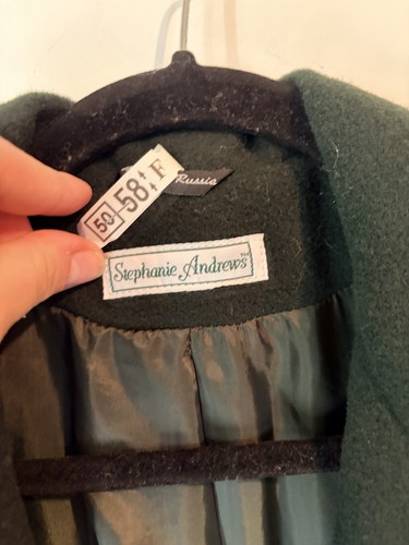 Vintage Stephanie Andrews Long 100% Wool Overcoat Green Womans 12 Classic - Picture 3 of 9