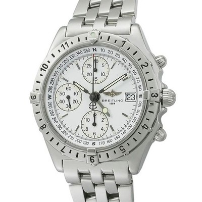 Breitling Chronomat Longitude GMT A20048 Stainless Steel 39mm White Dial #IPW196