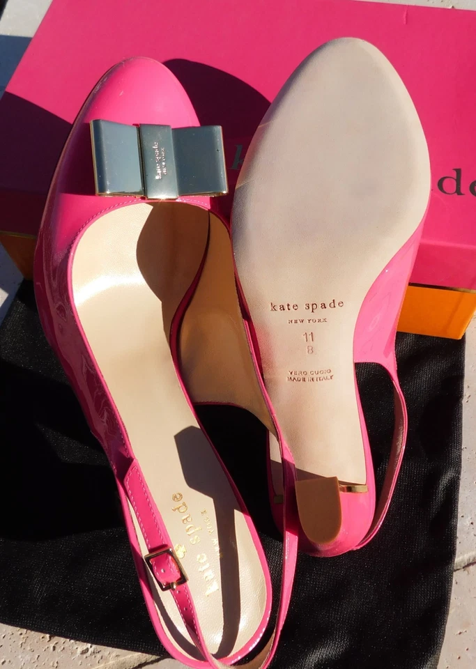 Kate Spade Nance 金色蝴蝶结露跟 – 口红粉色,尺寸 11B 全新带盒 — 第 4/4 张图片