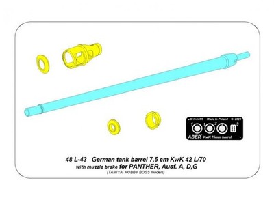 7,5cm KwK 42L/70 Sd.Kfz.171Panther, Ausf. A, D,G - Tamiya / 1:48 - Aber 48L43