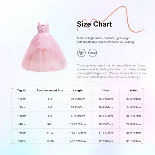 Kinder Mädchen Maxi Abend Kostüm Rüschenkleid Tüllkleid Halloween Kostüm Elfe - Bild 13 von 16