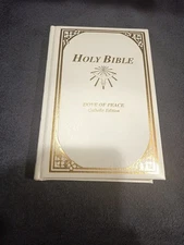 Holy Bible Dove of Peace Catholic Edition Vintage, Padded White Gold 1991