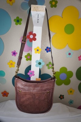 Frye Melissa Leather Crossbody Bag Plum Burgundy Brass Hardware Messenger