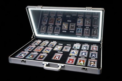 Trading Card Display Case 21+ Aluminum LED Light 34x22 Graded PSA